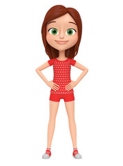 3d rendered illustration. Girl isolated on white background.