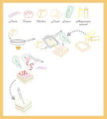 Sandwich recipe vector Illustration