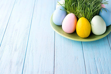 Easter eggs on a plate