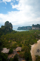Aerial View Railay Beach Karst Mountains in Krabi, Thailand. Vertical