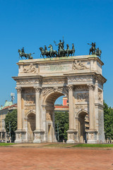 Fototapeta na wymiar Arch of Peace (Arco della Pace, 1807). Milan, Lombardy, Italy.