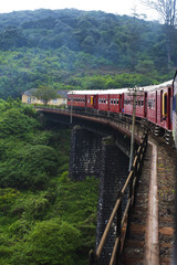Old train on a stone bridge