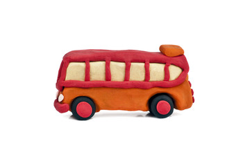 plasticine bus isolated on white background © specnaz7