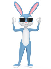 Easter rabbit in sunglasses. 3d render illustration.