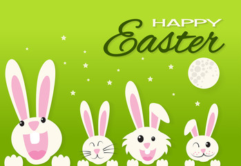 Very Happy Easter,rabbit and nighttime,paper art