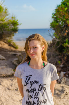 Portrait of a girl on the beach