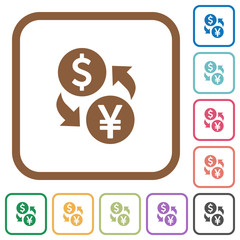 Dollar Yen money exchange simple icons
