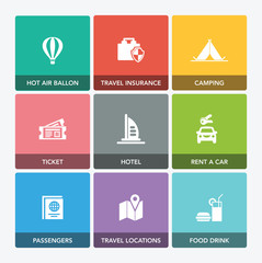 TRAVEL AND TOURISM MARKETING ICON SET