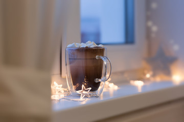 Hot cocoa in mug with mini marshmallows