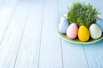 Easter eggs on a plate