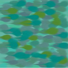 Abstract yellow background of paint spots blue and gray and green shades of light and dark throughout the drawing