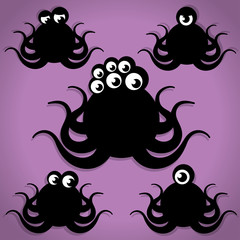 Scary Little Tentacled Monster Halloween Icons