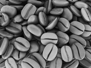 coffee beans background black-white 3d