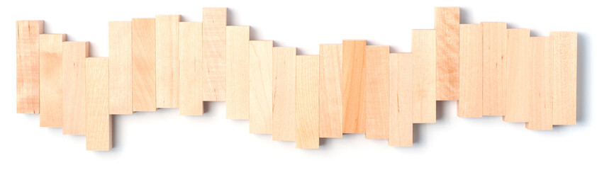 Chart of wooden blocks on a white background