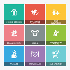 EMPLOYEE BENEFITS ICON SET