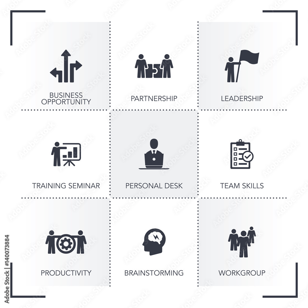 Poster corporate management icon set