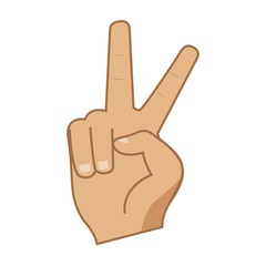 Hand showing two fingers. Vector illustration