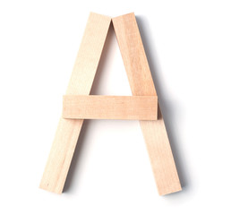 Alphabetic letter A, from wooden blocks