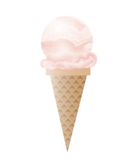 Ice Cream Scoops and Wafer Cone. Vector Illustration