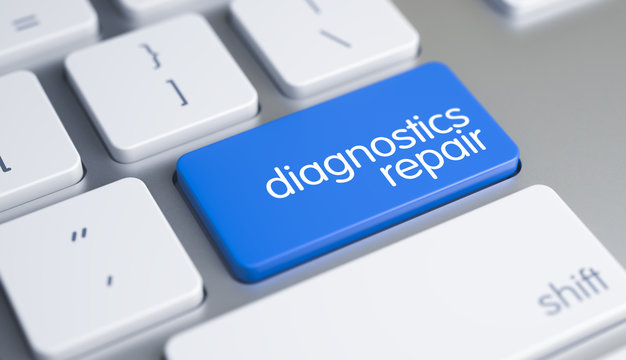 Diagnostics Repair - Inscription on the Blue Keyboard Keypad. 3D