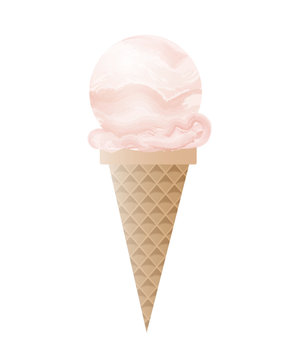 Ice Cream Scoops and Wafer Cone. Vector Illustration