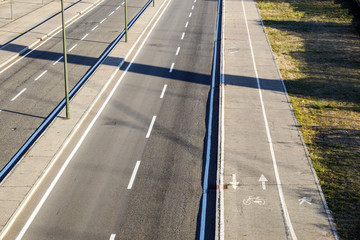 Bicycle lane across the road in Italy