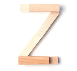 Alphabetic letter Z, from wooden blocks