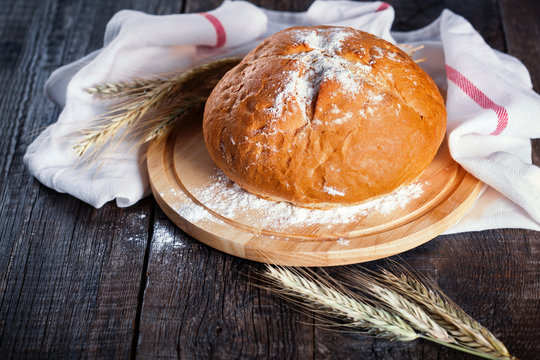 Freshly baked traditional round bread