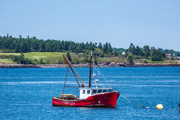 Fototapeta premium Lobster Boat at Anchor