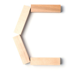 Alphabetic letter C, from wooden blocks