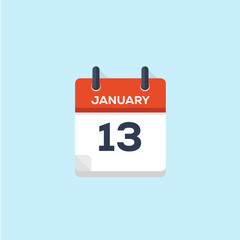 13. january calendar, vector illustration