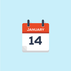 14. january calendar, vector illustration