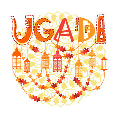 Naklejka premium Happy Ugadi Gudi Padwa Hindu New Year Greeting Card Holiday Flat Vector Illustration