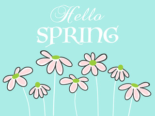 Hello spring lettering with cute daisies