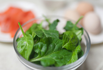 Closeup Of Spinach In Bowl