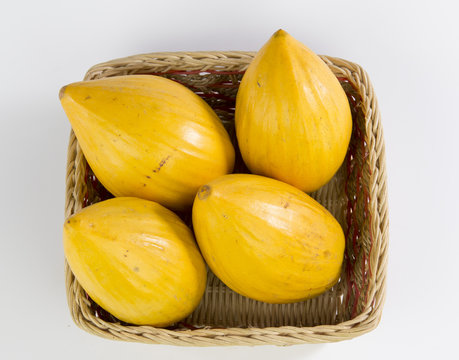 Canistel Egg Fruit in a bamboo basket