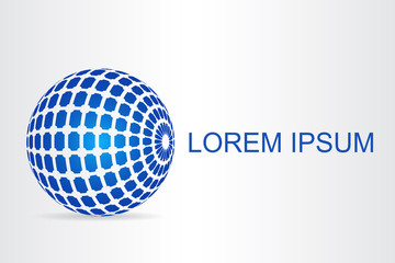 Logo stylized spherical surface with abstract shapes