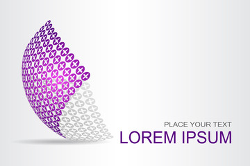 Logo stylized spherical surface with abstract shapes