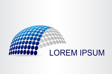 Logo stylized spherical surface with abstract shapes