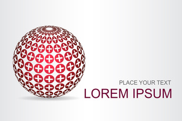 Logo stylized spherical surface with abstract shapes