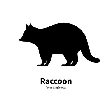 Vector illustration of a black raccoon silhouette