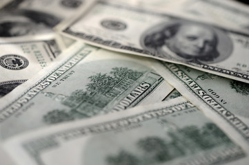 USD hundred dollar bills background close up