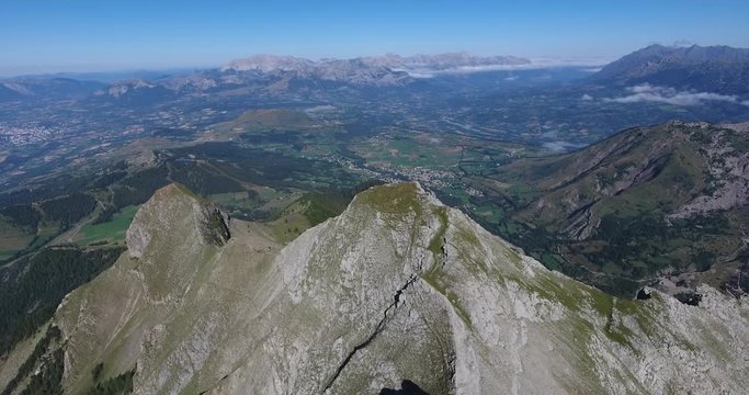 Drone Flying above top of the mountain 