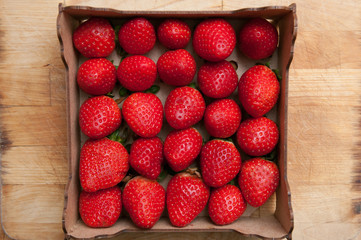 Crate of fresh strawberries