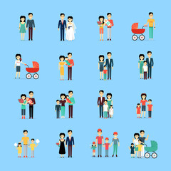Married Couple People Life Collection on Blue