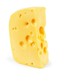 Piece of cheese isolated on white