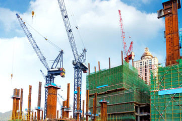 Construction site crane close-up