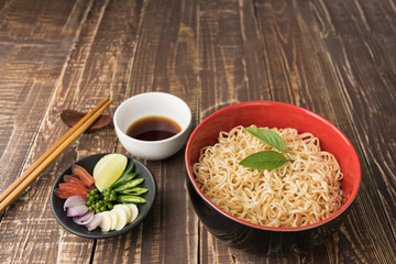 noodles with shoyu or sauNoodles with sauce or shoyu and ingredi