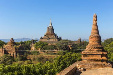 Bagan buddha tower at day