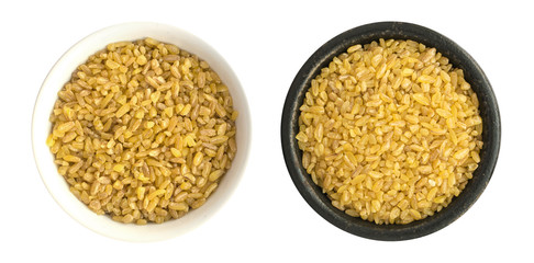 Dry Bulgur Wheat Background Closeup and Top View